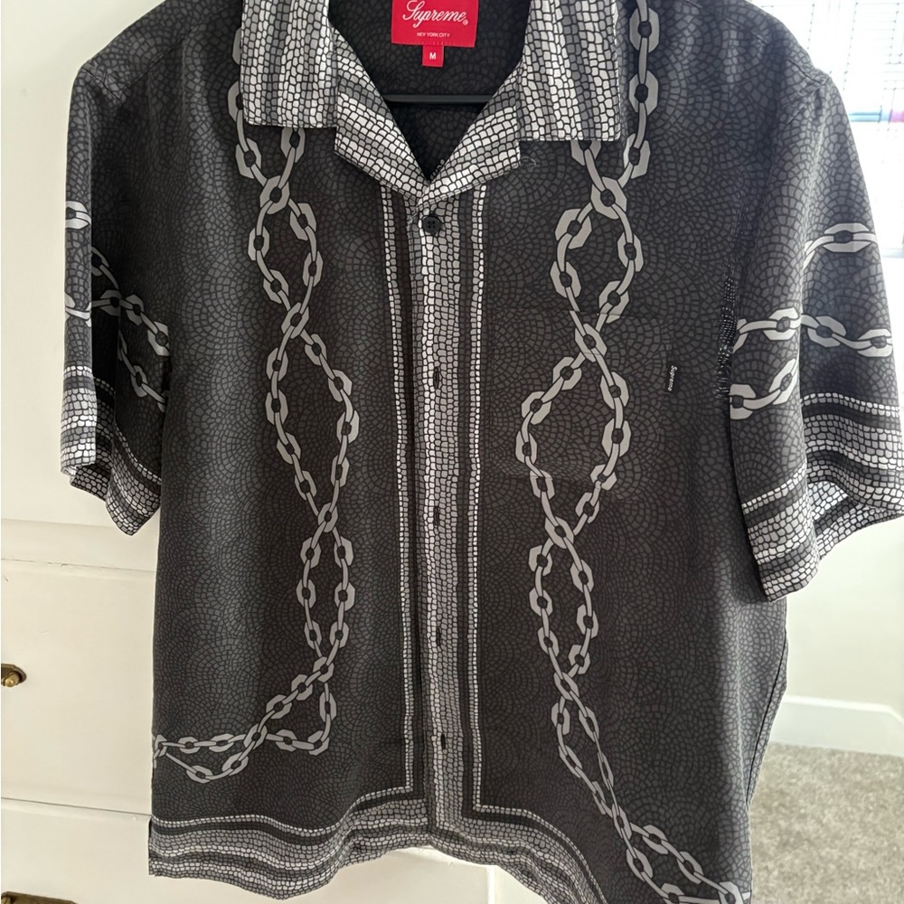 Supreme Black and Gray Silk Shirt